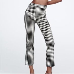 Zara Black & White Gingham Straight Crop Pants